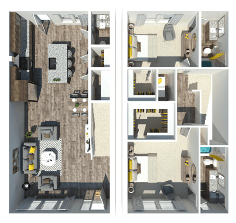 Floor plan for 2 beds, 2.5 baths, 1492 sqft